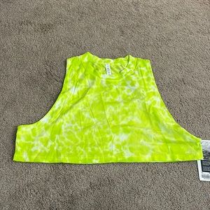 NWT Tie Dye Lululemon All Yours Crop Tank Bright Green Size 12